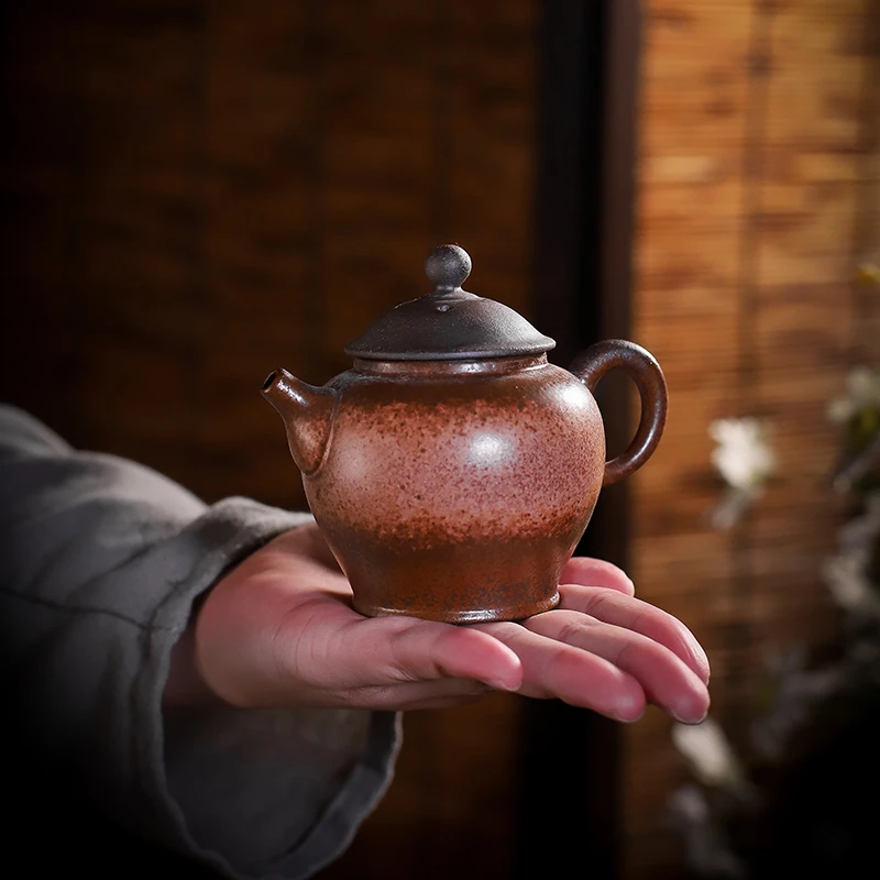 日式窑变粗陶茶壶复古将军壶陶瓷单壶办公家用泡茶壶功夫茶具茶道