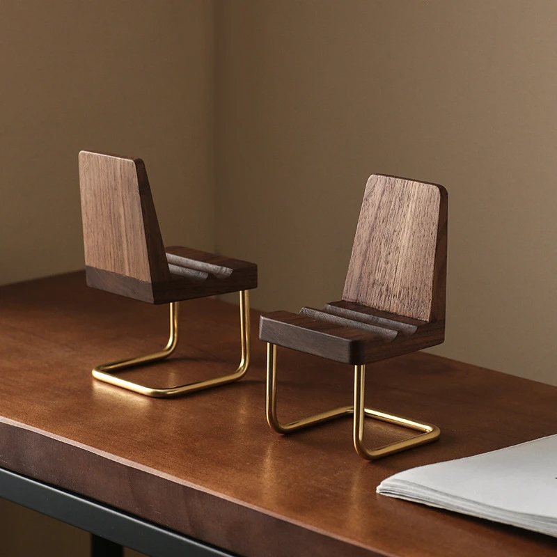 手机支架小凳子实木网红创意椅子平板座桌面摆件凳子木质板凳支架