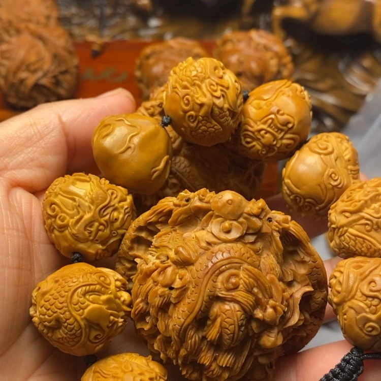 【闪购商品】橄榄核手串无*九龙核桃➕手工浮雕九龙