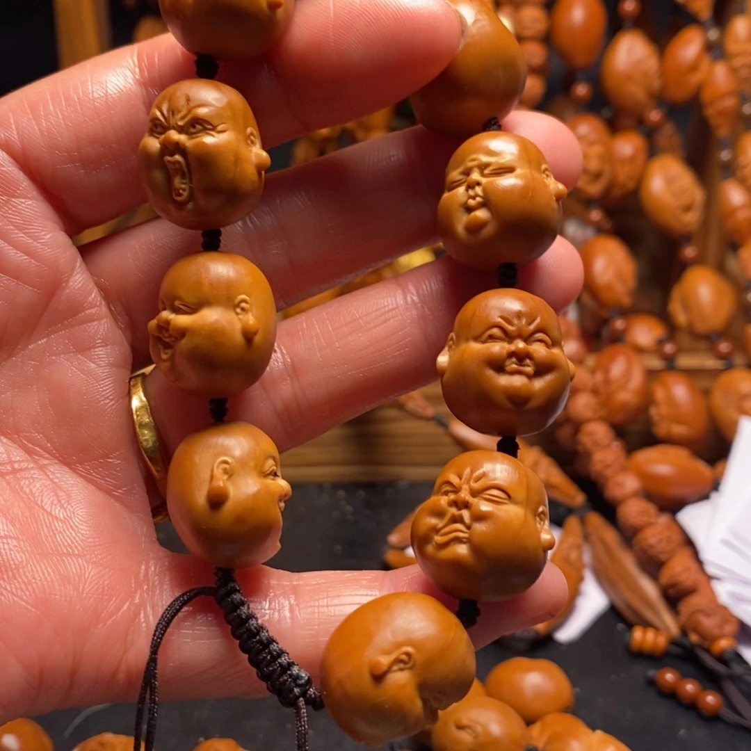 橄榄核核雕李*福百态手串