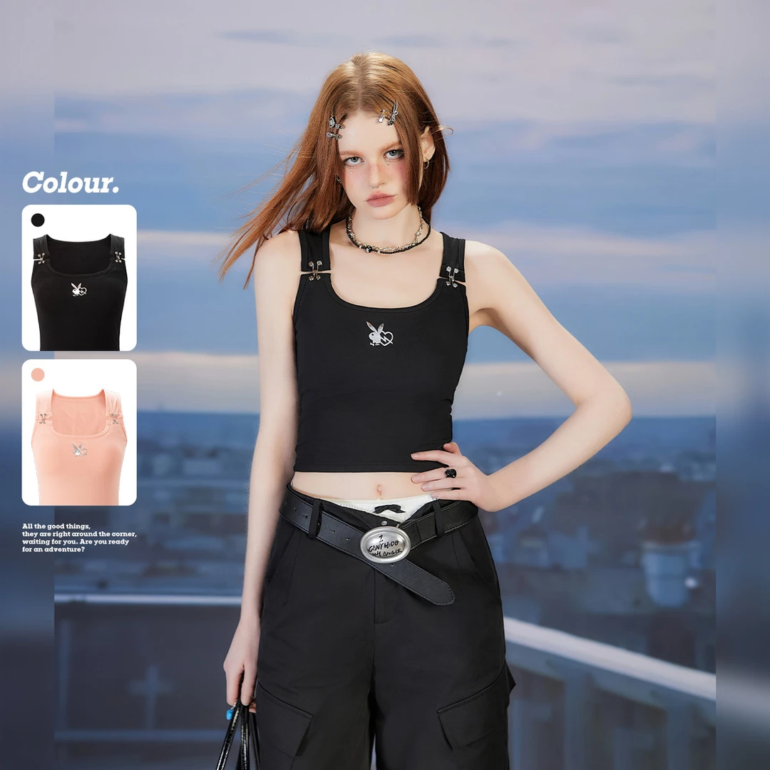 unifree【PLAYBOY联名】夏季吊带背心带胸垫性感内搭外穿美背上衣