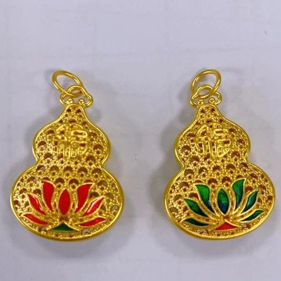鸣钻国际【满满专享】足金 硬金花丝葫芦吊坠 HJD675