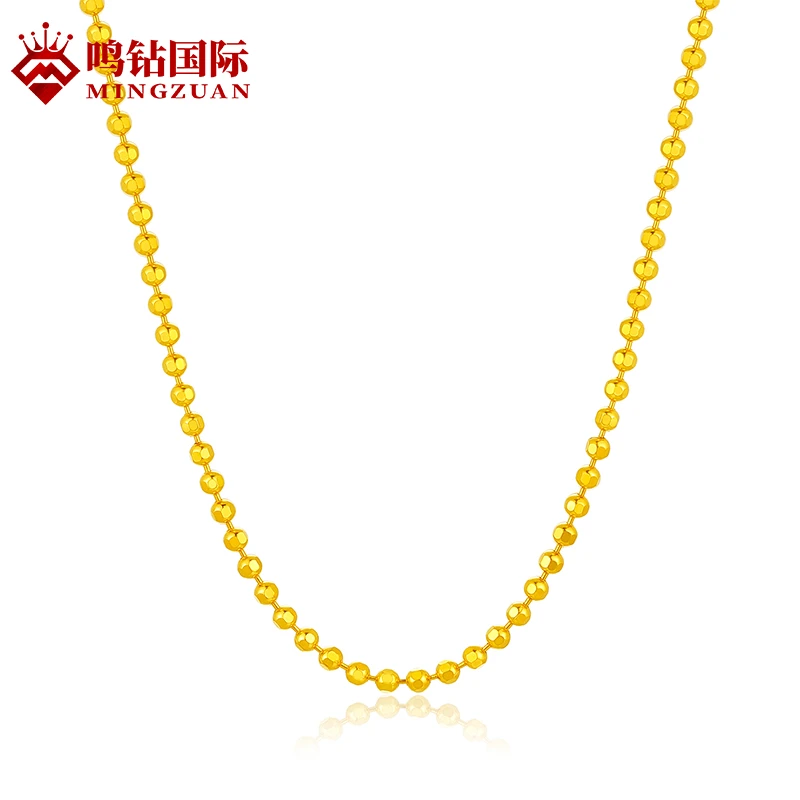 【树子专享】足金车花片珠珠项链 45CM长 ZBHJX053