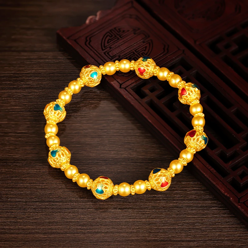 足金999 古法国潮宫廷风花丝葫芦珠手串送礼【娇娇专享】 HJS883