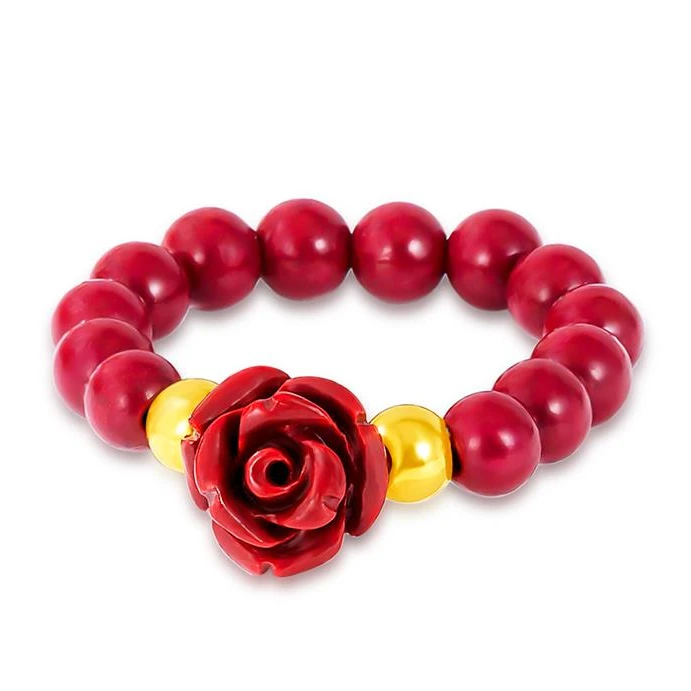 【敏敏专享】足金3D硬金朱砂玫瑰花配件 HJJ179