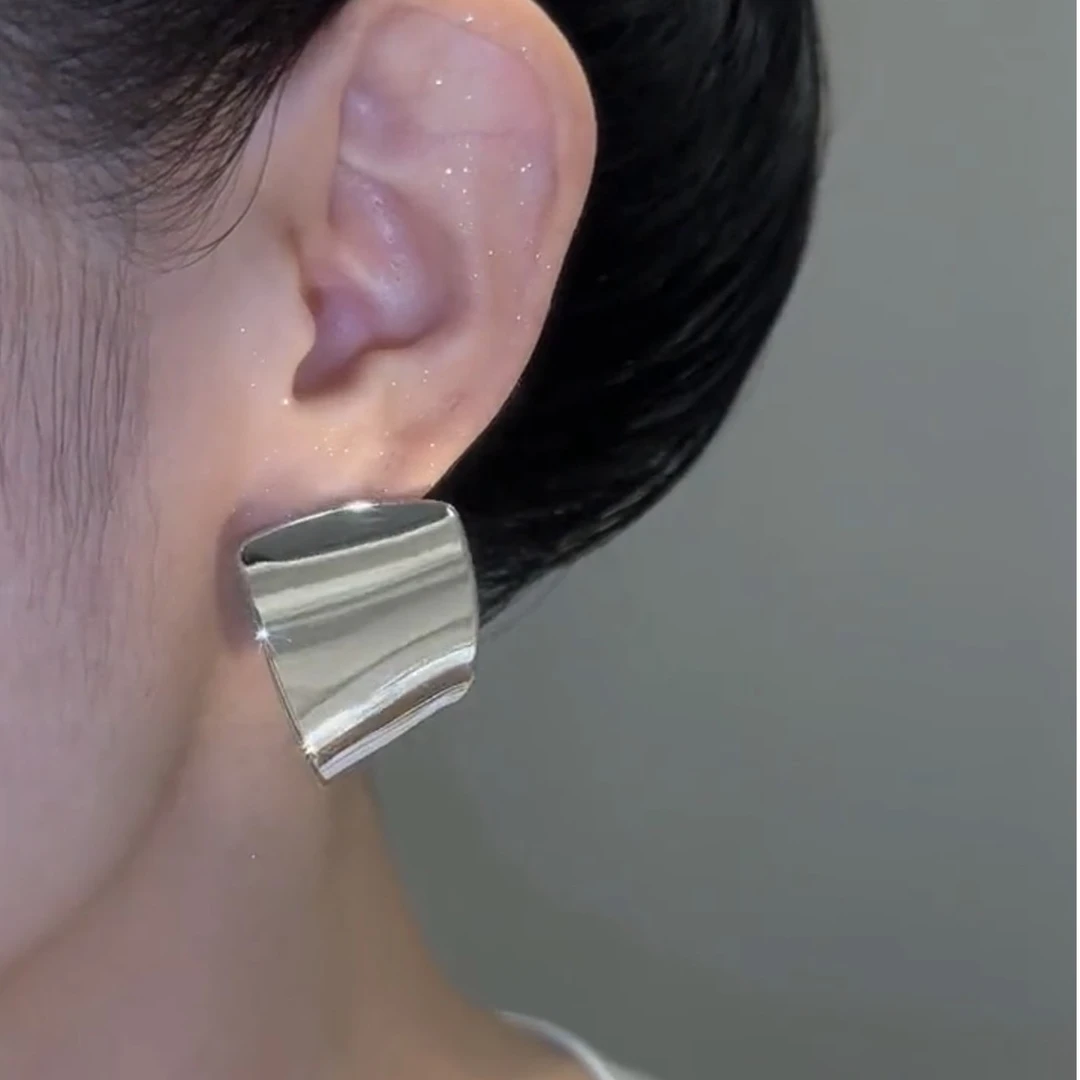 铜合金耳饰 复古轻奢百搭AB款曲面小众夸张个性时尚女气质ins简约