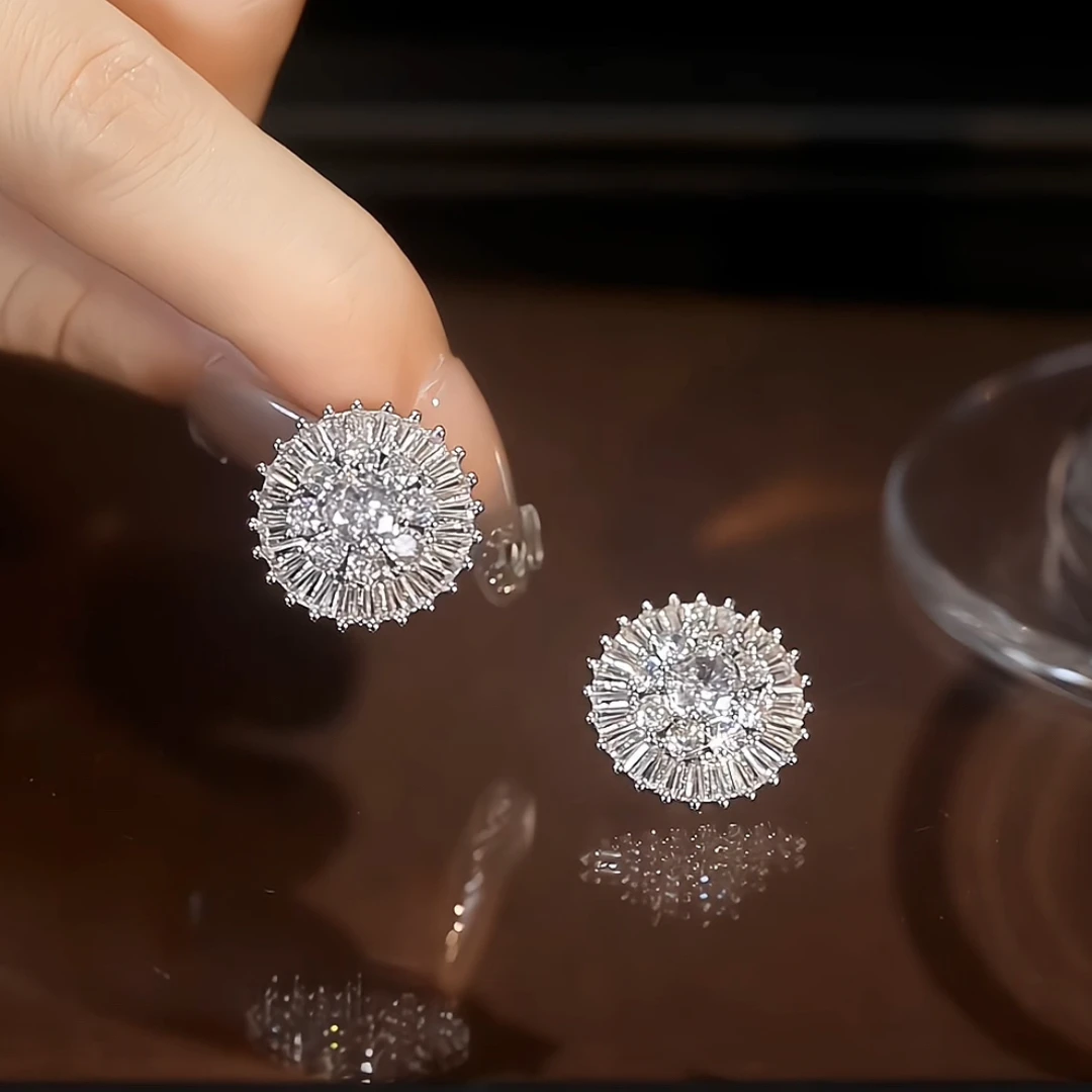 铜合金耳饰 秋冬气质独特时尚耳环轻奢高级小众设计感满钻耳饰