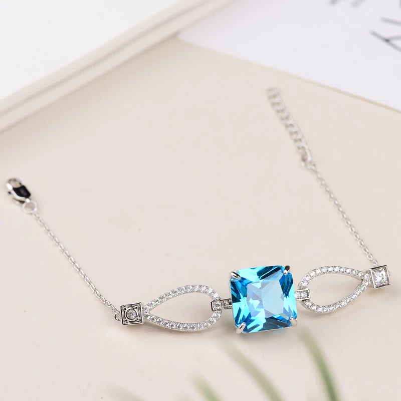 925银托帕石手链气质轻奢简约经典款B0008