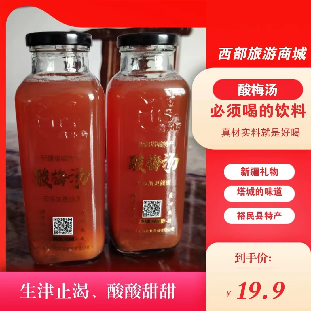 新疆特产解暑酸甜新鲜裕民正宗莫乐斯酸梅汤480ml爽口风味