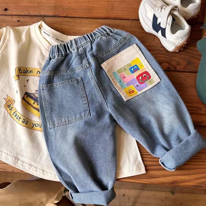 春秋洋气时尚百搭秋春秋款季外穿宽松卡通韩版春季新款潮酷牛仔裤