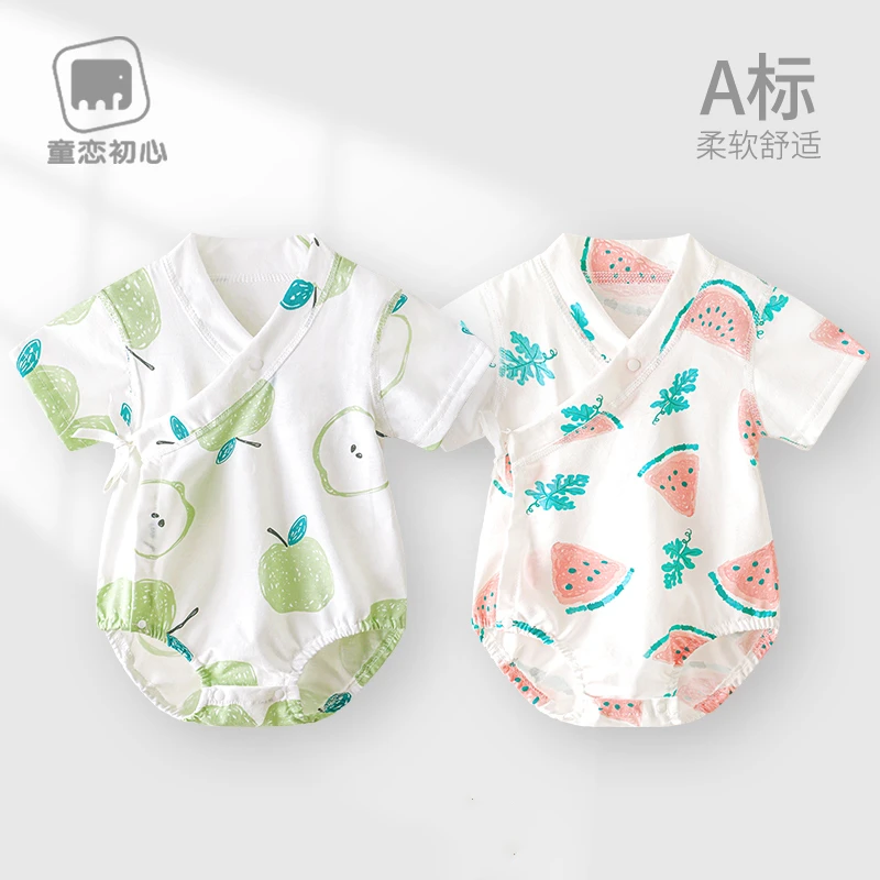 童恋初心夏天短袖包屁衣夏季薄款宝宝连体衣纯棉和尚服新生儿哈衣