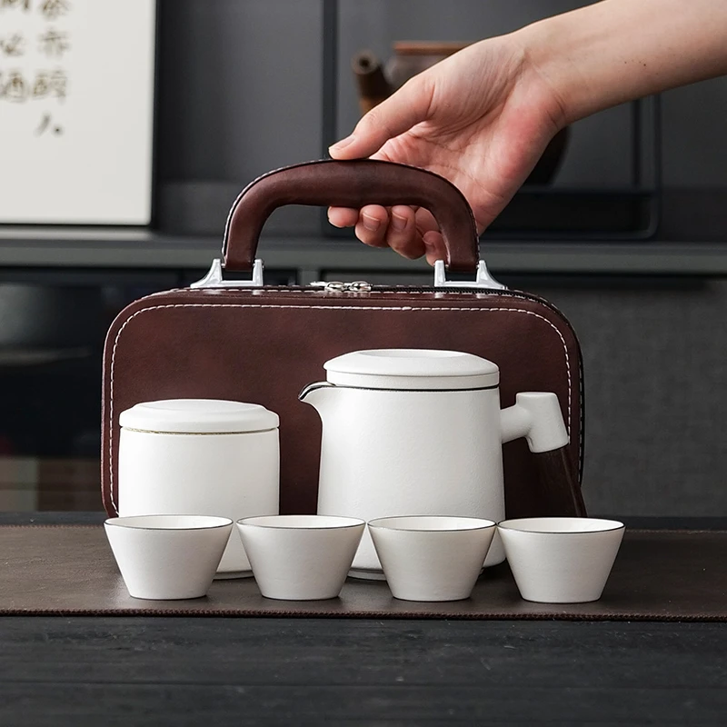 宋建白瓷旅行茶具快客杯套装公司礼品商务企业定制logo伴手礼家用