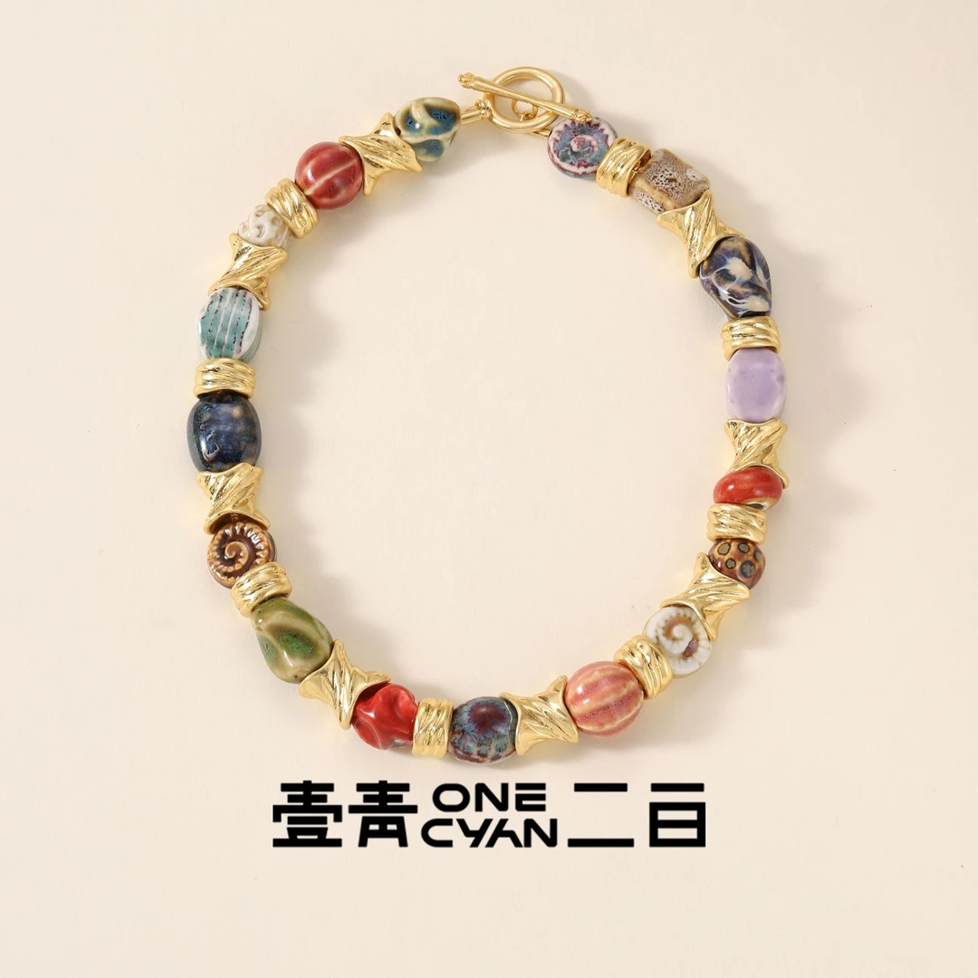 铜合金陶瓷项链 《陶彩》杨采钰同款彩色陶瓷项链秋冬新款