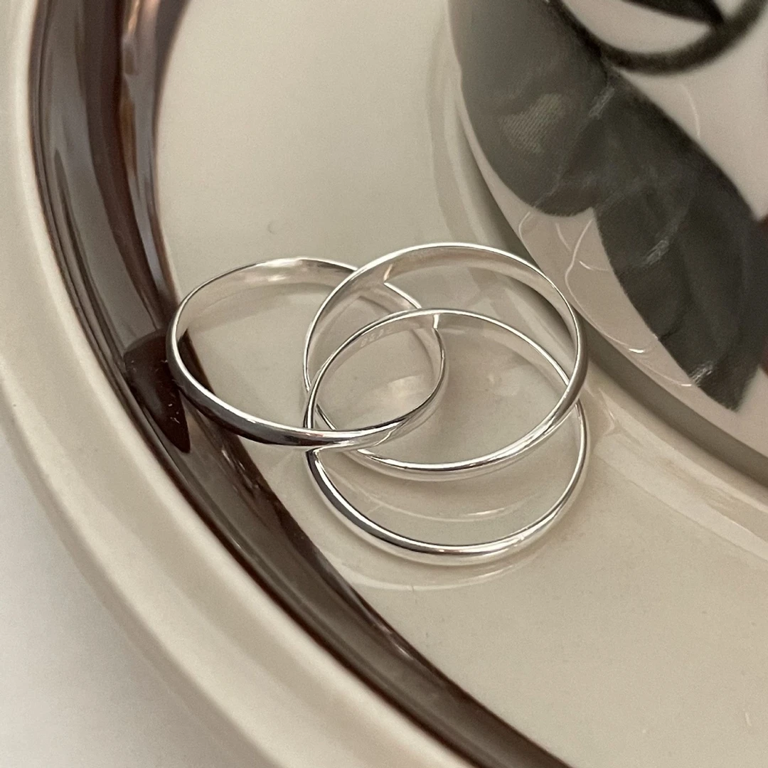 925银戒指 纯银三环戒指百搭