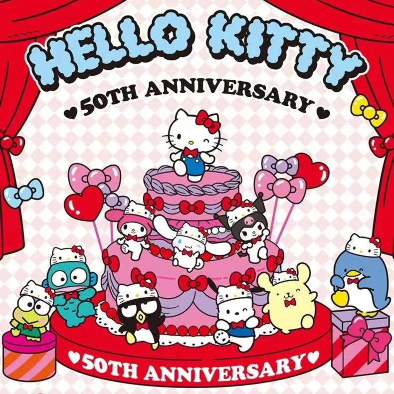 Hello kitty-50周年系列-纪念马口铁徽章盲袋(直播代拆)