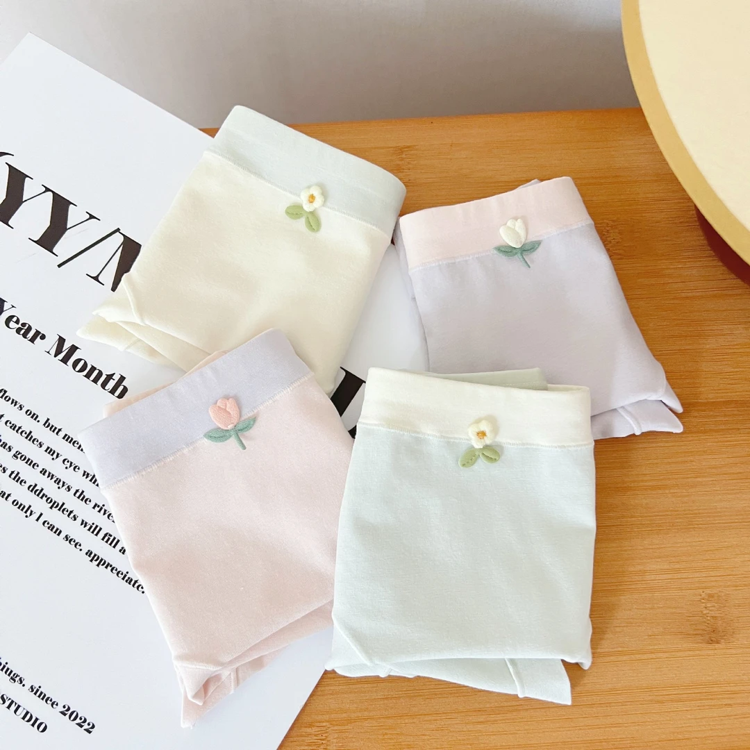 雅鹿发育期少女7A抗菌精梳棉中腰无痕透气舒适柔软透气可爱三角裤