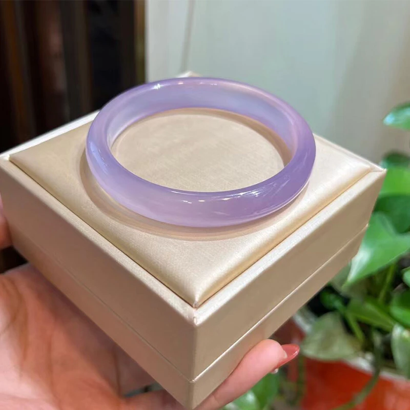 香芋紫扁条手镯紫霞仙子冰紫玛瑙玉髓紫薯奶盖芋泥啵啵紫玉石玉镯