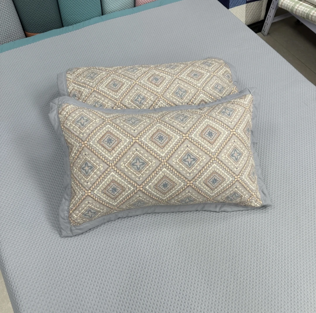 欧式风情 新款水洗棉双层有氧纱布加厚款一对装枕套 两条枕头套