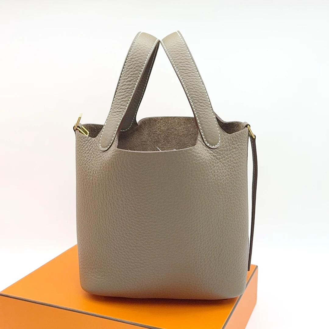 99新 爱马仕 Hermes 菜篮子18 大象灰 金扣 tc W刻