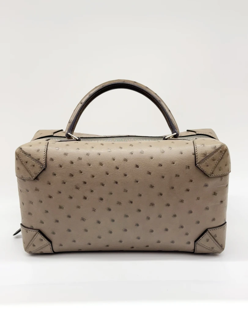 99新爱马仕 Hermes maxibox 斑鸠灰 银扣 鸵鸟 T刻