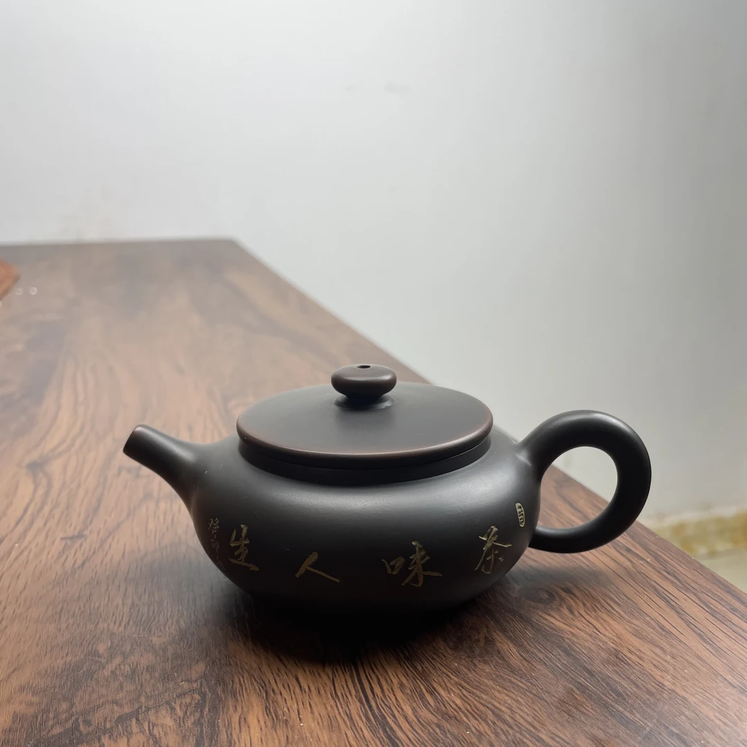 广西钦州（坭兴陶）扁晨壶圆壶精美全手工纯手工泡茶壶