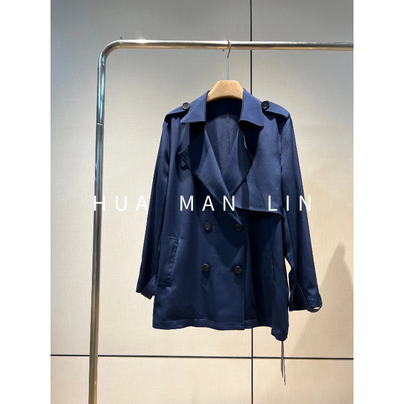 【花滿林】翻领双排扣40MM重磅真丝桑蚕丝外套245375