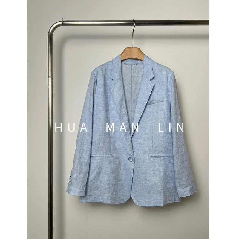 【花滿林】一粒扣亚麻定染色西装8163