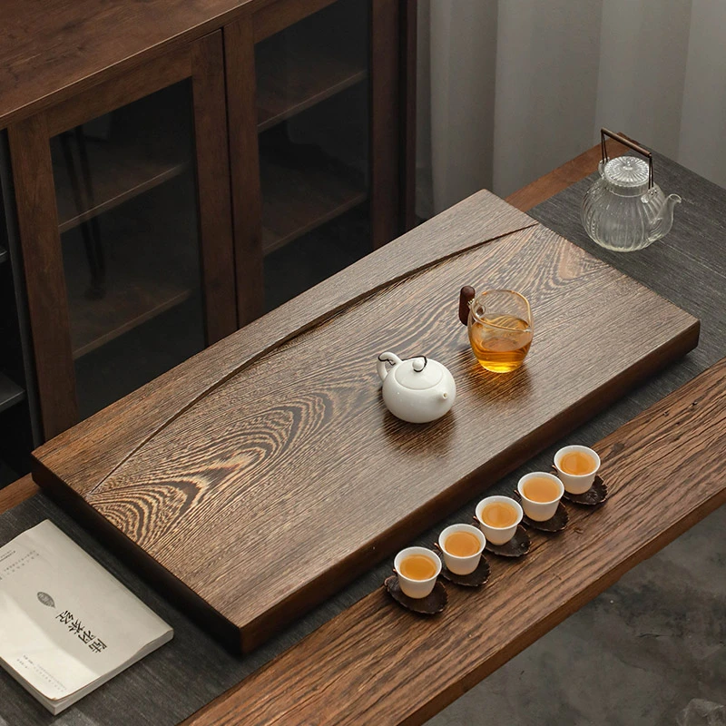 包邮功夫茶具家用茶台茶海茶托整块茶盘鸡翅木整块实木原木 月牙