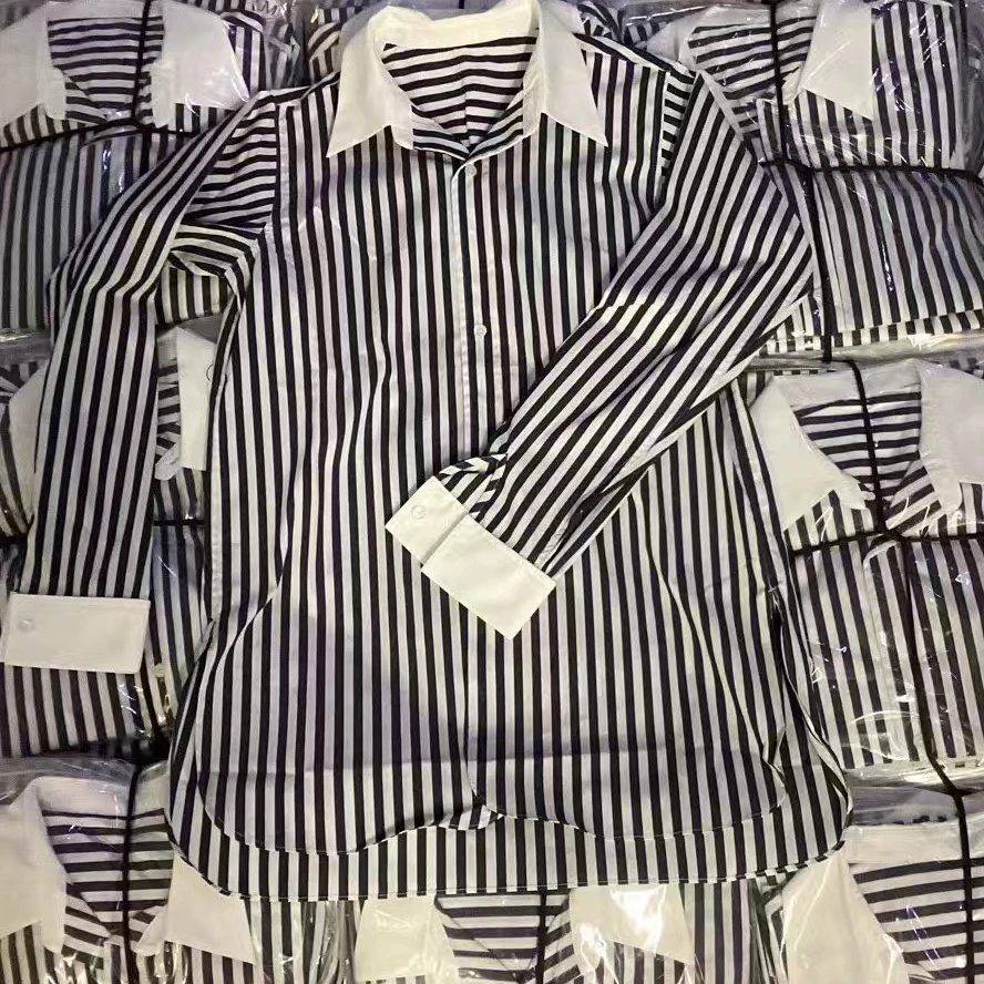 撞色条纹休闲宽松衬衫