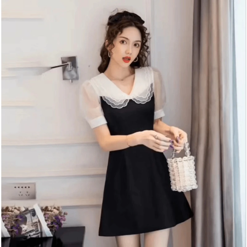 夏气质洋气小黑裙小个子法式修身女装夏季遮肚收腰百搭夏日显瘦