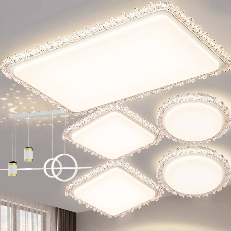 新款现代创意客厅吸顶灯奶油风全光谱护眼高亮卧室书房间套餐灯具