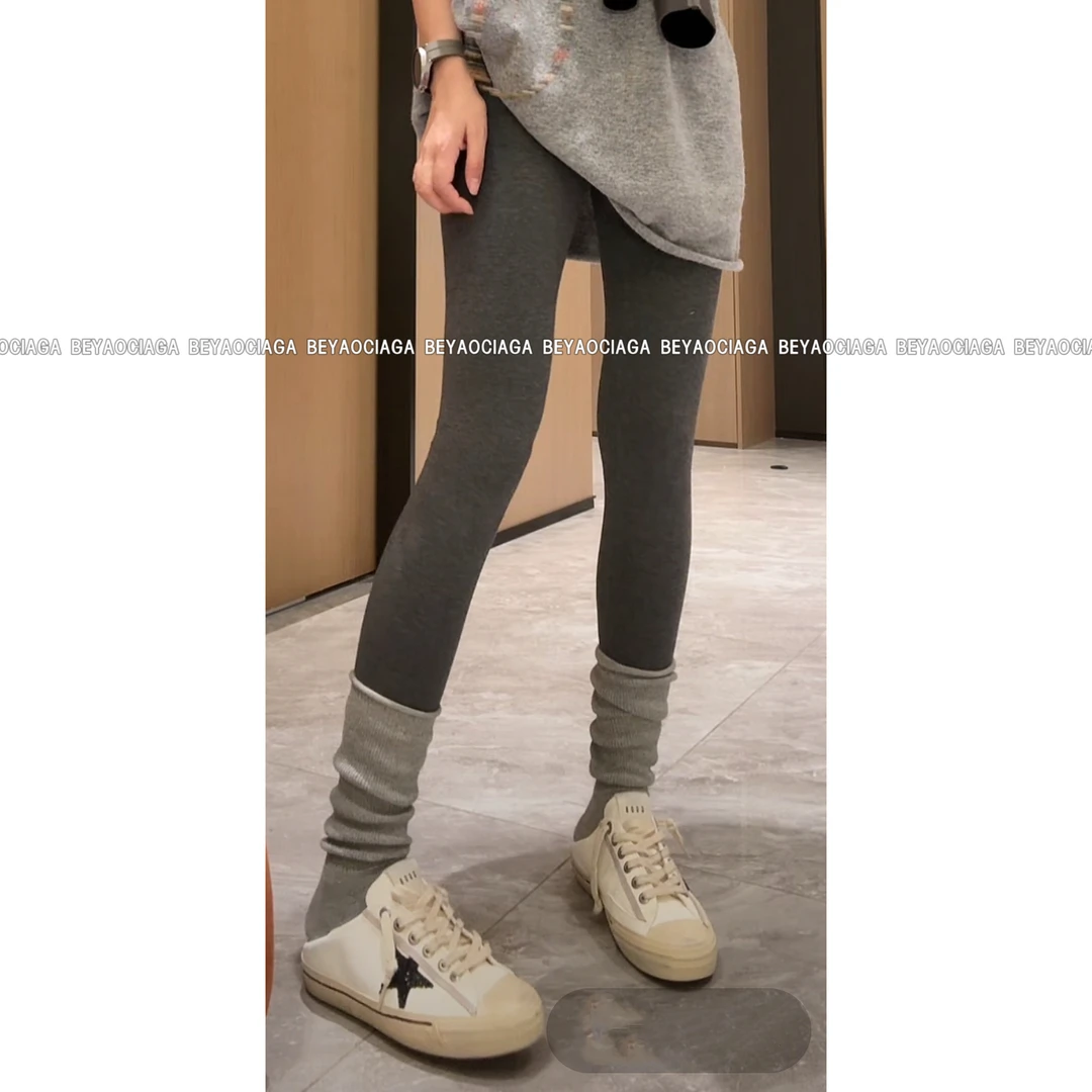 『北尧』纯色百搭弹力外穿紧身裤显瘦不掉档高腰加绒打底裤女