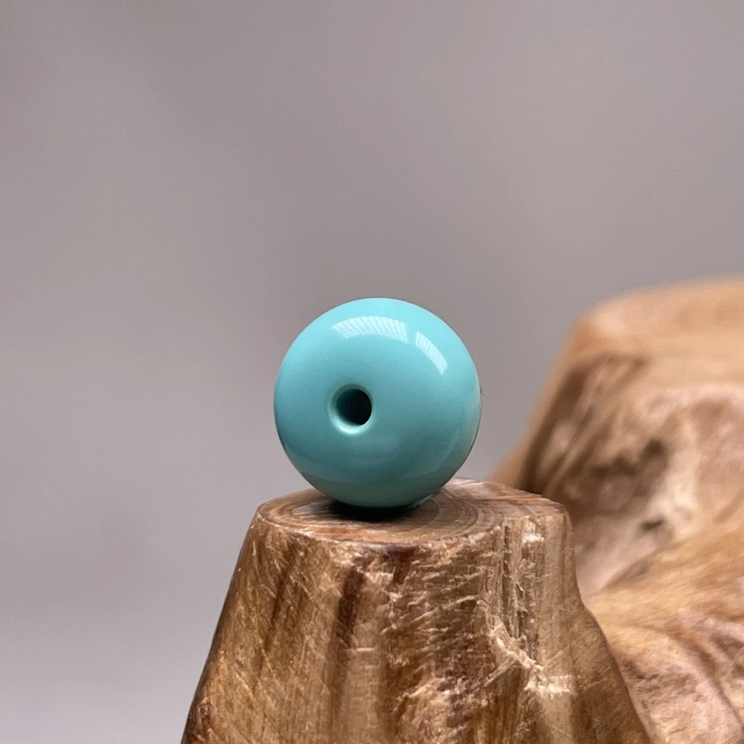 原矿绿松石珠子隔珠款高瓷蓝玉化料全品无暇毕业款8.2/5.4mm重0.5