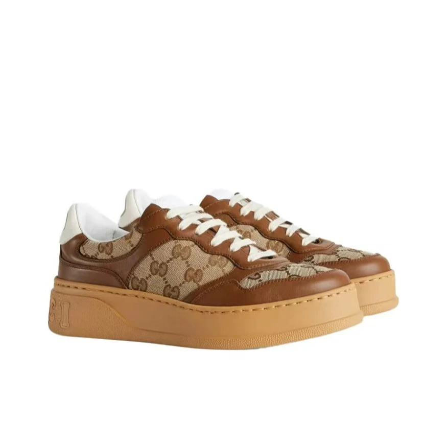 全新未使用 GUCCI/古驰 ChunkyBGG运动鞋板鞋饼干鞋棕色低帮男款