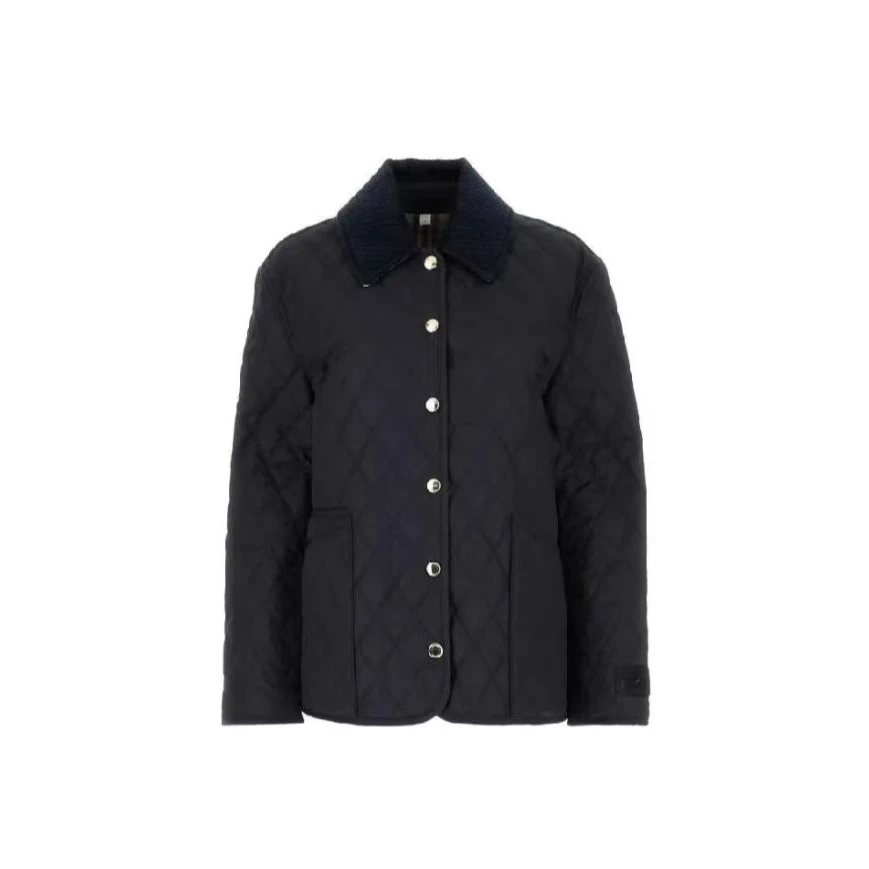 全新未使用 BURBERRY/博柏利  秋冬藏青色菱格单排扣棉服8065409