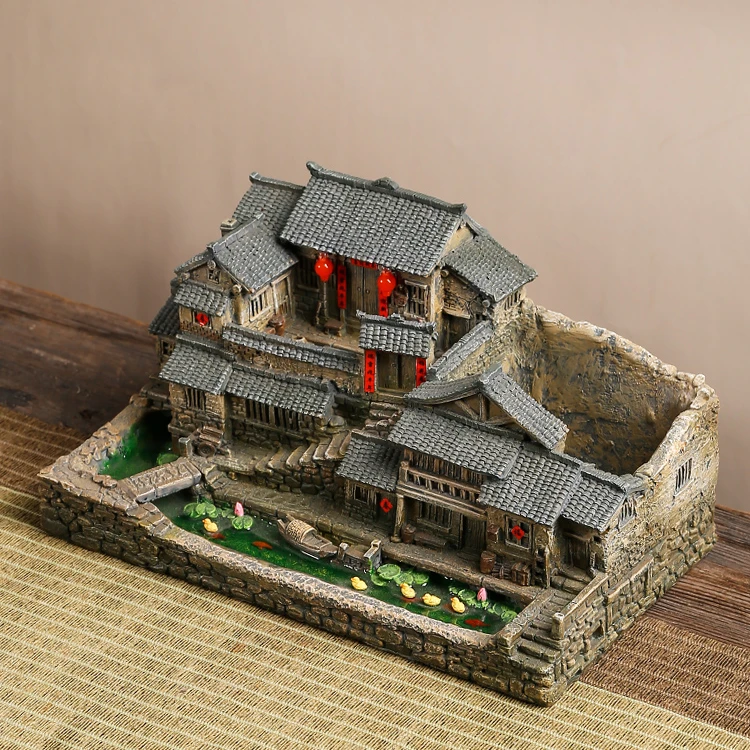 圆点创意农家小院花盆造景微景观盆栽植物绿植茶几阳台装饰摆件