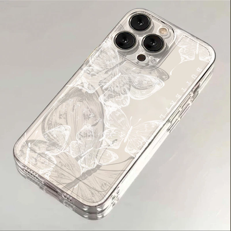 水墨蝴蝶iPhone15ProMax壳苹果14PRO透明13硅胶12 11全包xsxr创意