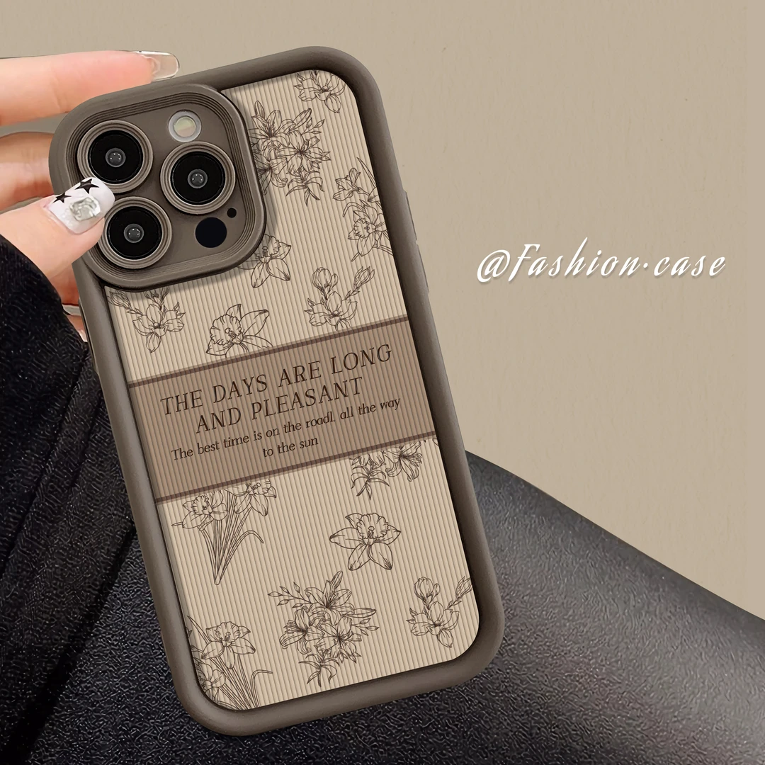 简约复古花适用苹果15promax硅胶14/13/12Pro壳iPhone11新款x