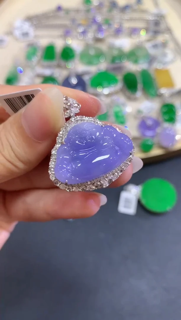 【闪购商品】翡翠吊坠(不含链)18K金镶嵌V236|49800+0