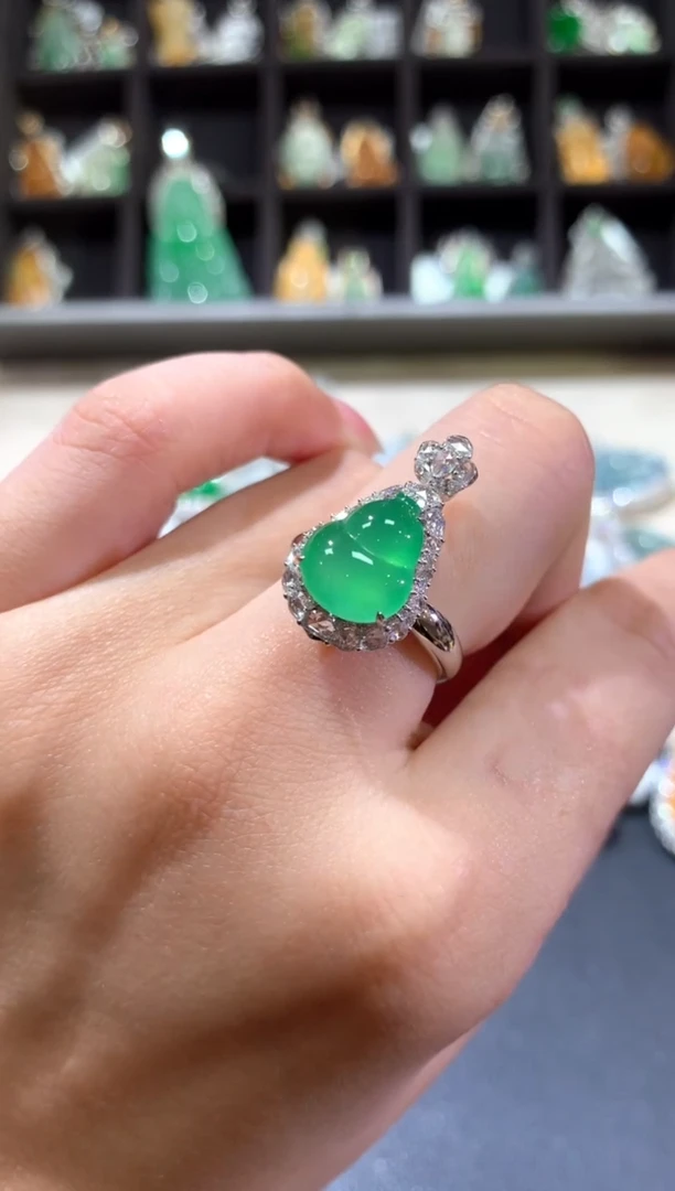 【闪购商品】翡翠戒指18K金镶嵌A179|39800两用