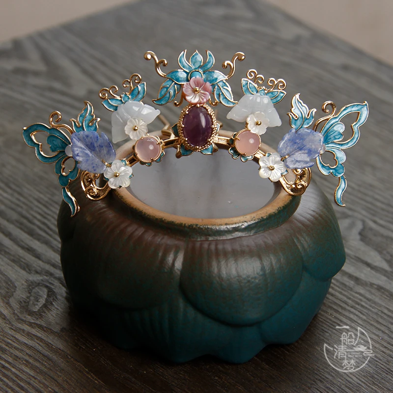 一船清梦原创设计烧蓝汉服发冠古风唐风古装发饰