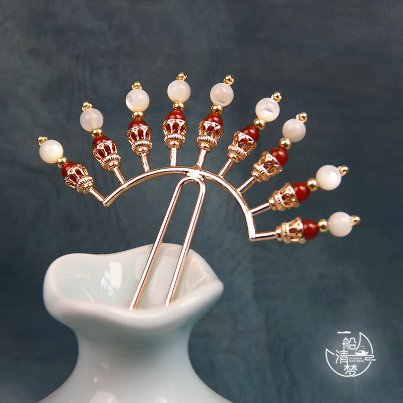 一船清梦织锦排簪百搭国风日常古典古风发簪