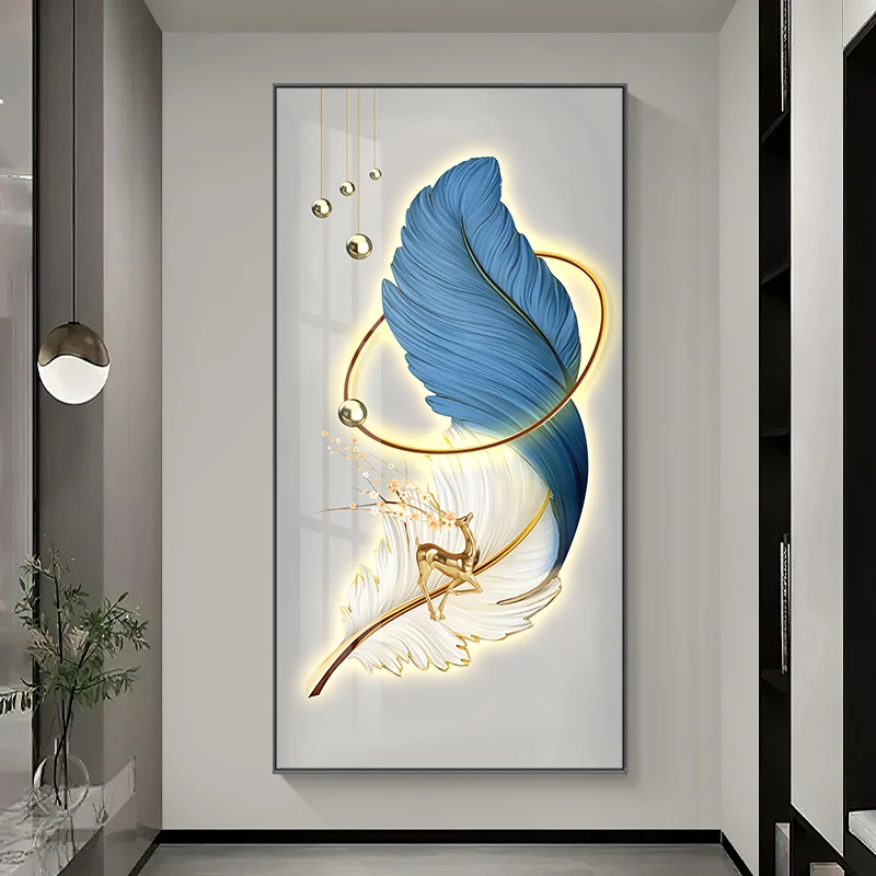 入户门玄关装饰画正对门走廊过道壁画现代玄幻晶瓷竖版幺关挂画