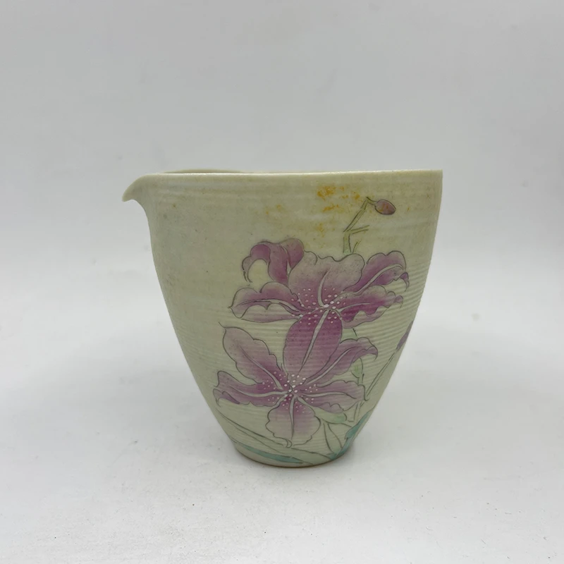 【孤品】艺术家 肖文华手绘花鸟公道 200ml手工陶瓷复古家用 10850