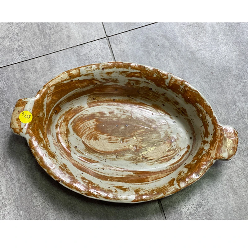【孤品】艺术家 徐灵燕双耳椭圆钵 手作摆件艺术品 9759