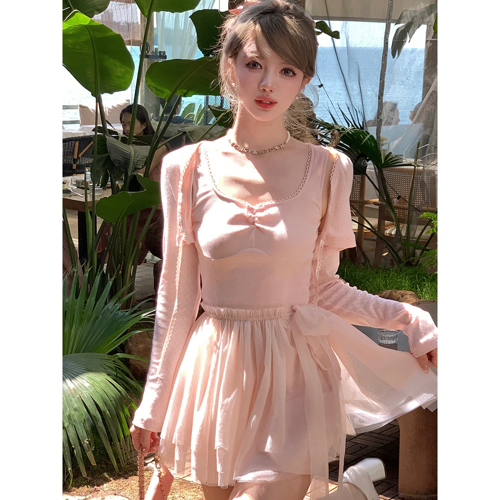Acaine阿彩呢 防晒衫2023新款春夏甜美乖巧外搭薄款提花针织开衫