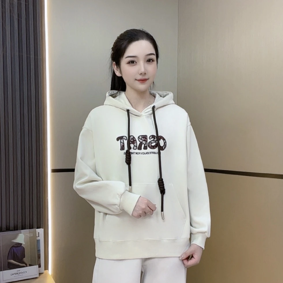 24年即墨新款时尚港风CSRA字母刺绣连帽卫衣休闲百搭宽松长袖上衣