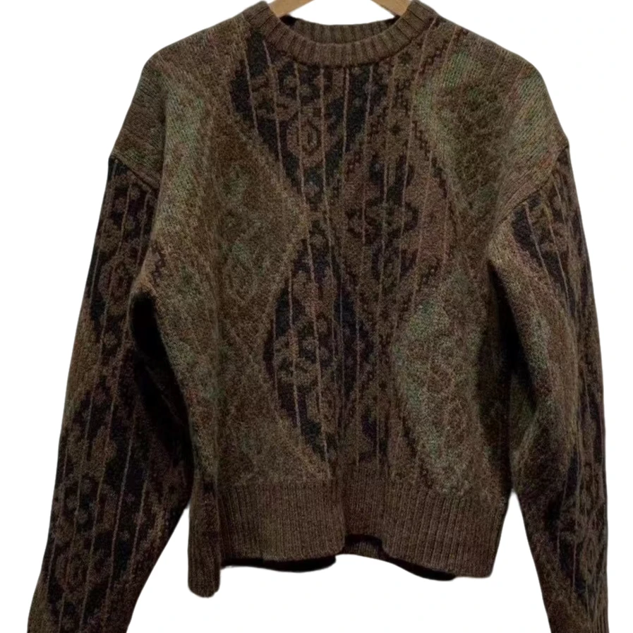 7折山山家-左岸迷香【毛衣】53803圆领套头休闲秋冬针织复古宽松