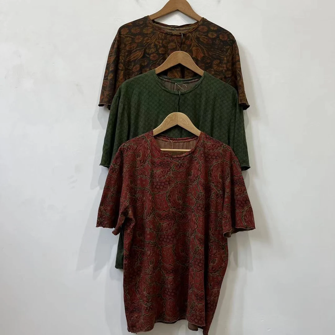 山山家-左岸迷香【T恤】Z23SS4017圆领宽松女士 印花气质 夏季复古