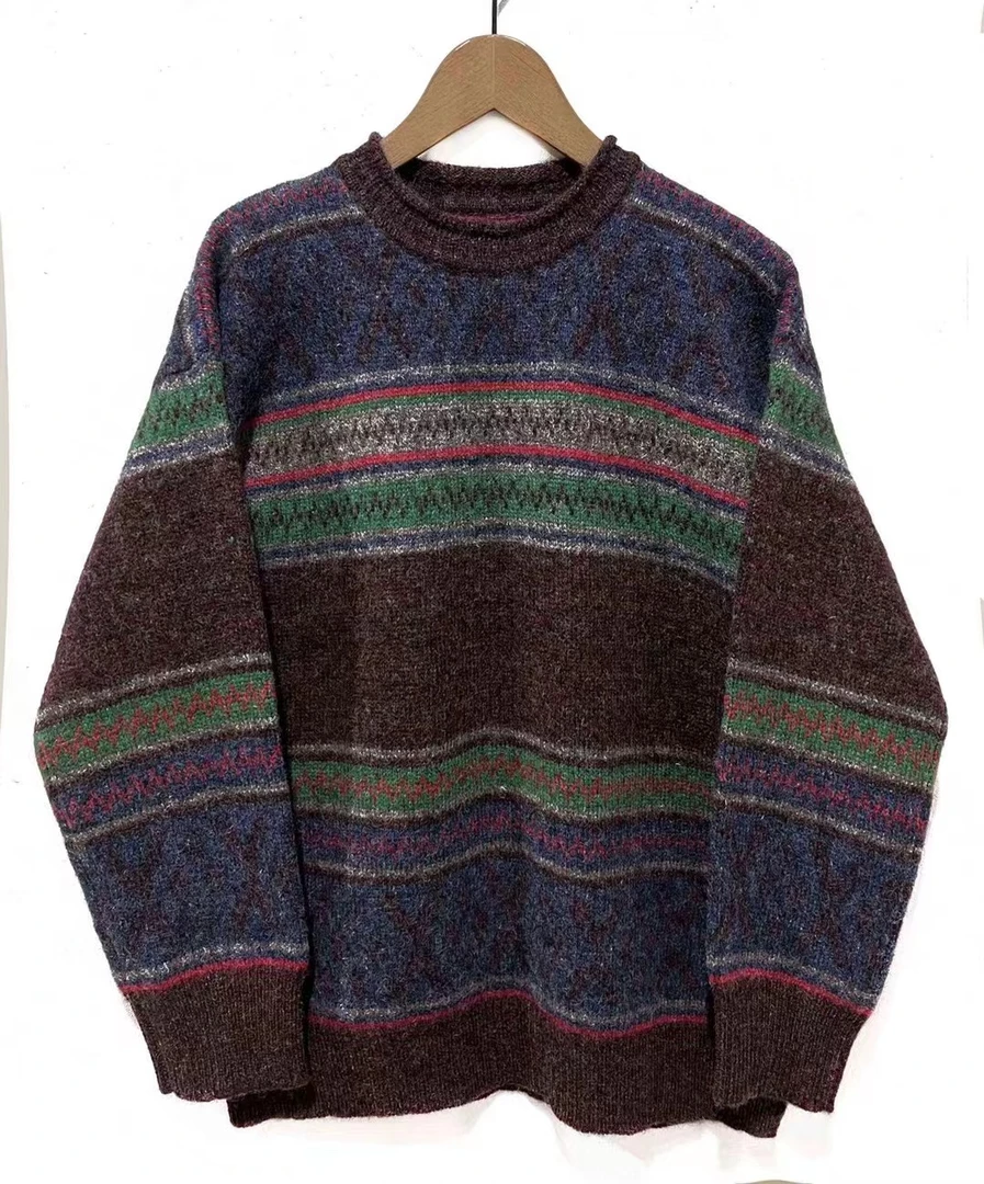 7折山山家-左岸迷香【毛衣】Z22FW7036圆领复古套头休闲宽松秋冬